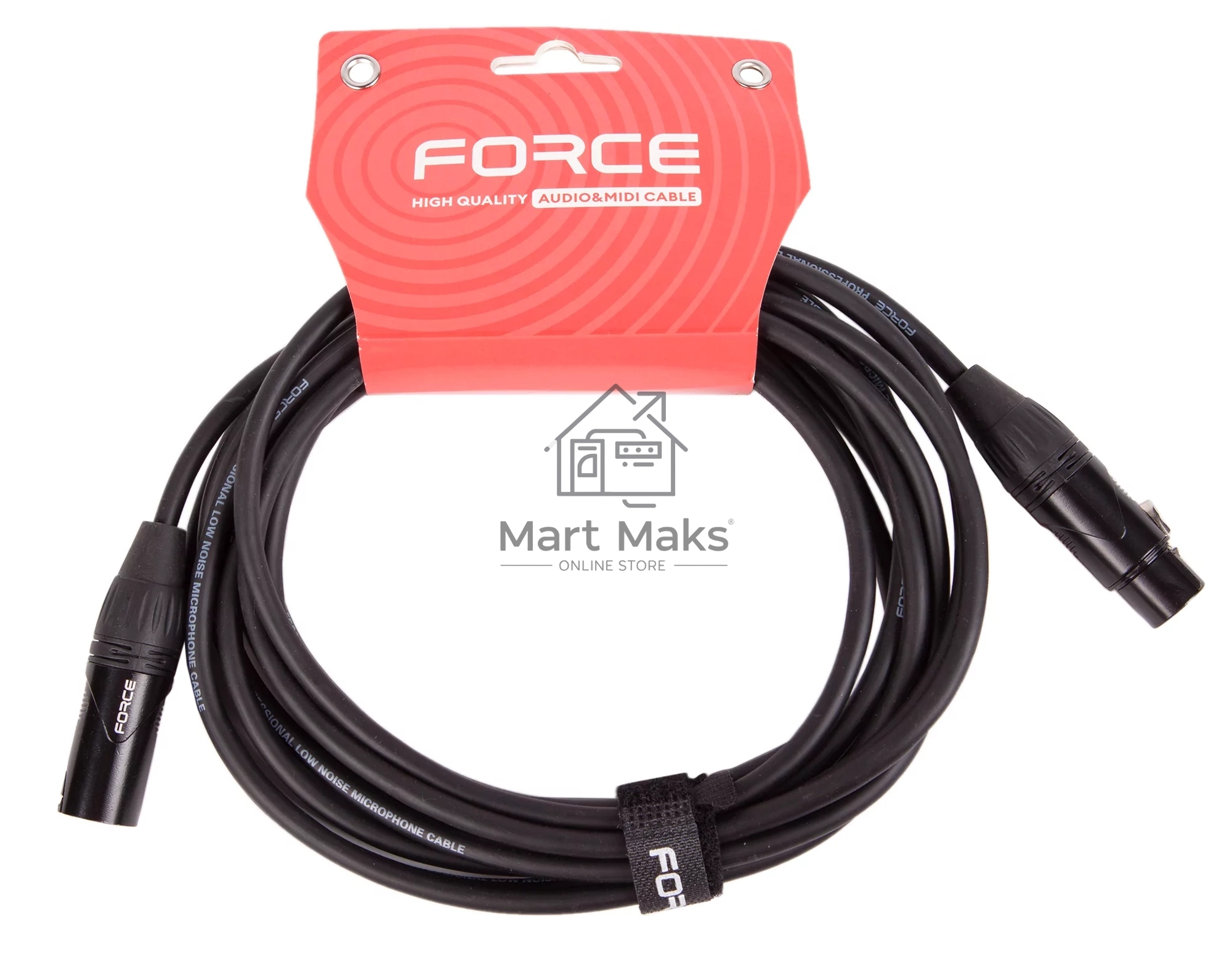 Кабель микрофонный FORCE FMC-06/4.5XLR (M) - XLR (F), высококачественный балансный, малошумящий с проводниками из безкислородной меди OFC, диаметр 6 мм, черные профессиональные металлические разъемы, длина 4,5 м, цвет черный