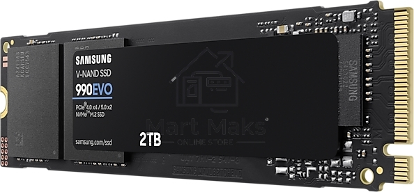 Накопитель SSD Samsung 990 EVO, 2000GB, PCIe 4.0 x4, M.2 2280, NVMe, R/W 5000/4200