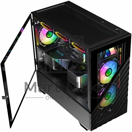 Компьютерный корпус 1STPLAYER DK D7 черный mATX 3x120мм LED fans D7-BK-3F1