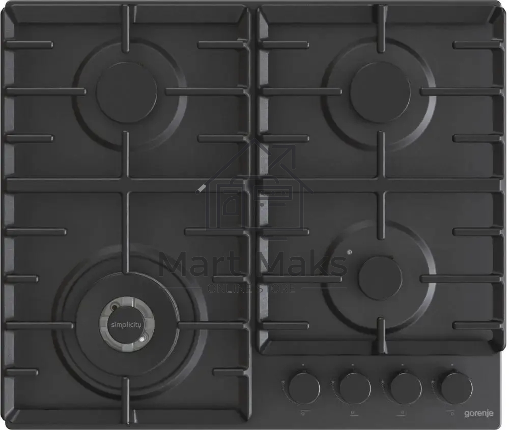 Газовая варочная панель Gorenje GW642SYB, 4 конфорки, эмалированная сталь, черный