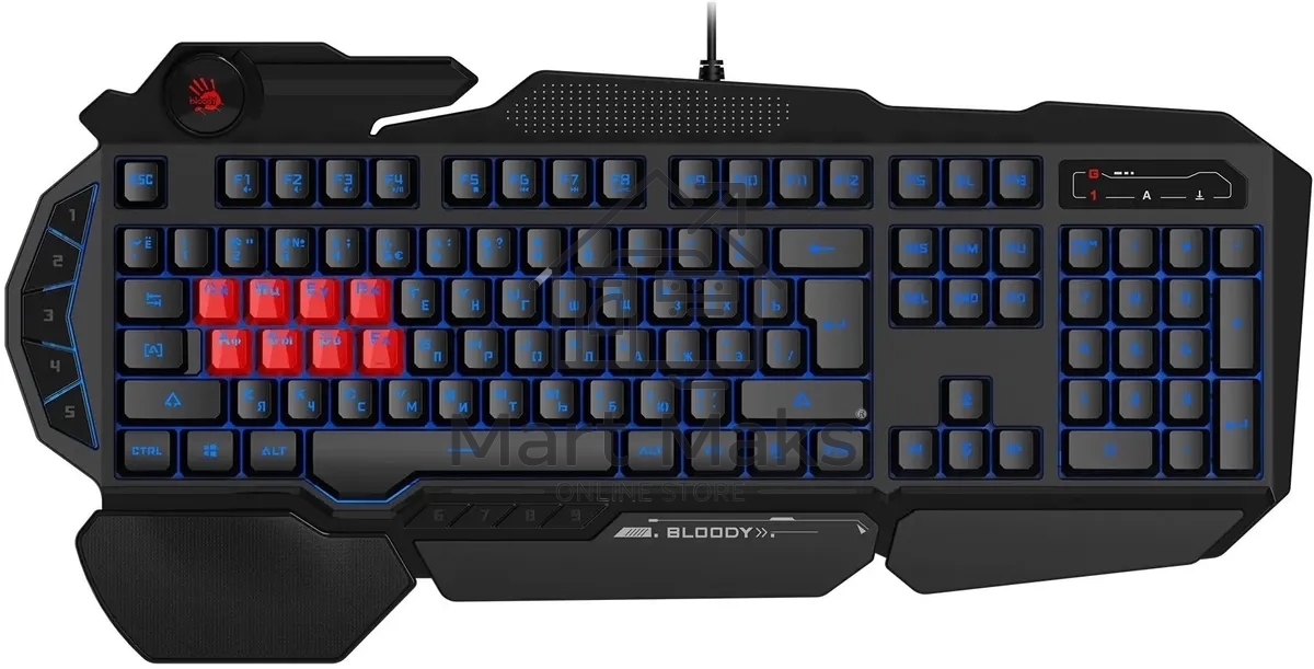 Клавиатура A4Tech Bloody B318 черный USB Multimedia Gamer LED (подставка для запястий)