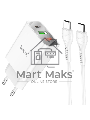 Сетевое зарядное устройство HOCO (6931474769824) C100Aaa 1USB+1Type-C 3.0A QC3.0 PD 20W, белый