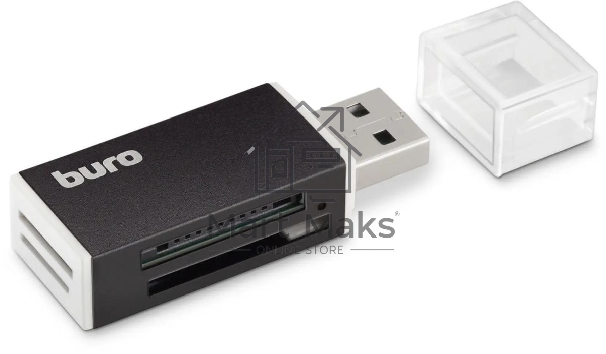Кард-ридер Buro BU-CR-3104/черный/MMC/MS/MS Duo/MS Pro/RS-MMC/SD/SDHC/TF/mini-SD/USB 2.0/пластик