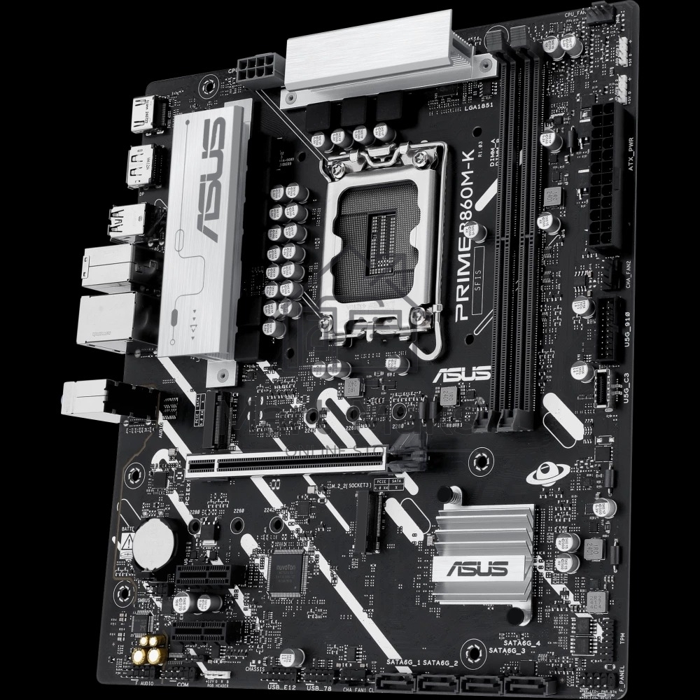 Материнская плата ASUS PRIME B860M-K, LGA 1851, Intel B860, 2xDDR5, 4xSATA, 2xM.2, 1xPCIe 4.0 x16, 2xPCIe 4.0 x1, 1xHDMI, 1xDP, 1x 2.5Gb LAN, 1xUSB-A 10Gbps, 3xUSB-A 5Gbps, 3xUSB-A 2.0, 3x3.5 мм, 7.1, mATX