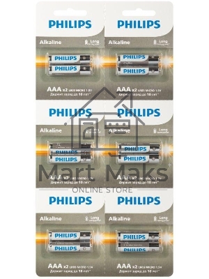 Элемент питания алкалиновый AAA/LR03 1.5В Entry отрывной набор (блист. 12шт) Philips Б0064646