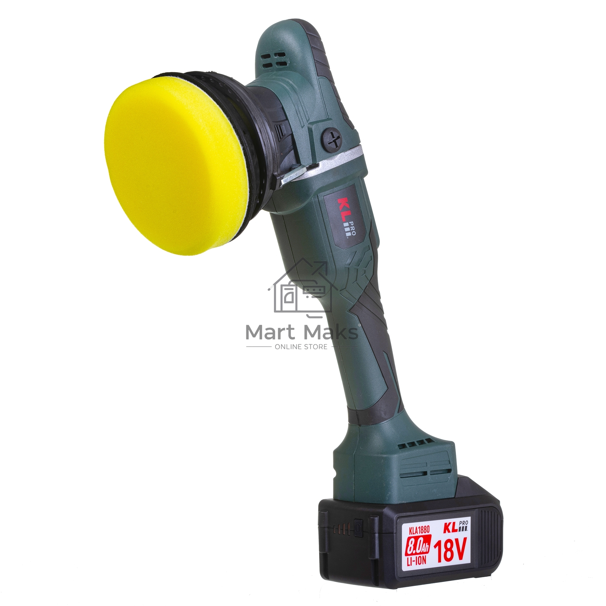 Профессиональная бесщеточная полировальная машина аккумуляторная KLPRO KLPS18B-80 (18В, Li-ion-2шт, 8.0А·ч, 125мм, М14, 2000-4800 об/мин З/У,сумка)