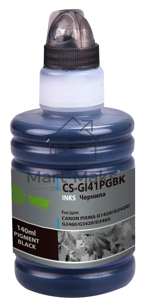 Чернила Cactus CS-GI41PGBK черный140мл для Canon PIXMA G1420/G2420/G2460/G3420/G3460