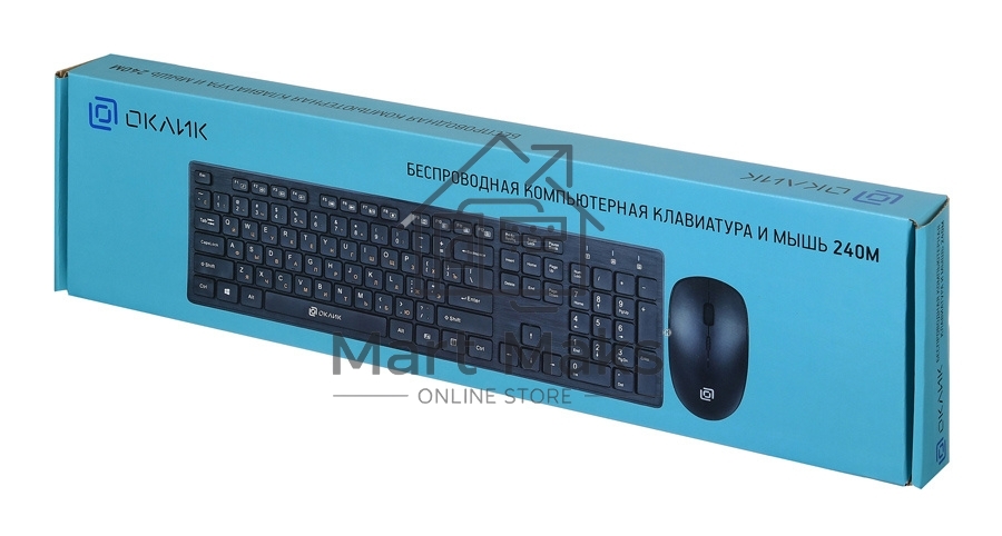 Клавиатура + мышь Oklick 240M черный USB Беспроводная 2.4Ghz
