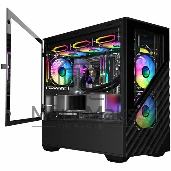 Компьютерный корпус 1STPLAYER DK D7 черный mATX 3x120мм LED fans D7-BK-3F1