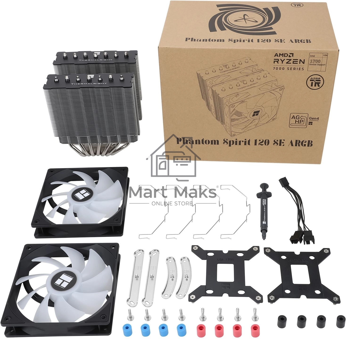 Кулер Thermalright Phantom Spirit 120 SE ARGB Soc-AM5/AM4/1151/1200/1700 черный 4-pin 25.6dB Al+Cu 765gr Ret (PS120-SE-ARGB)