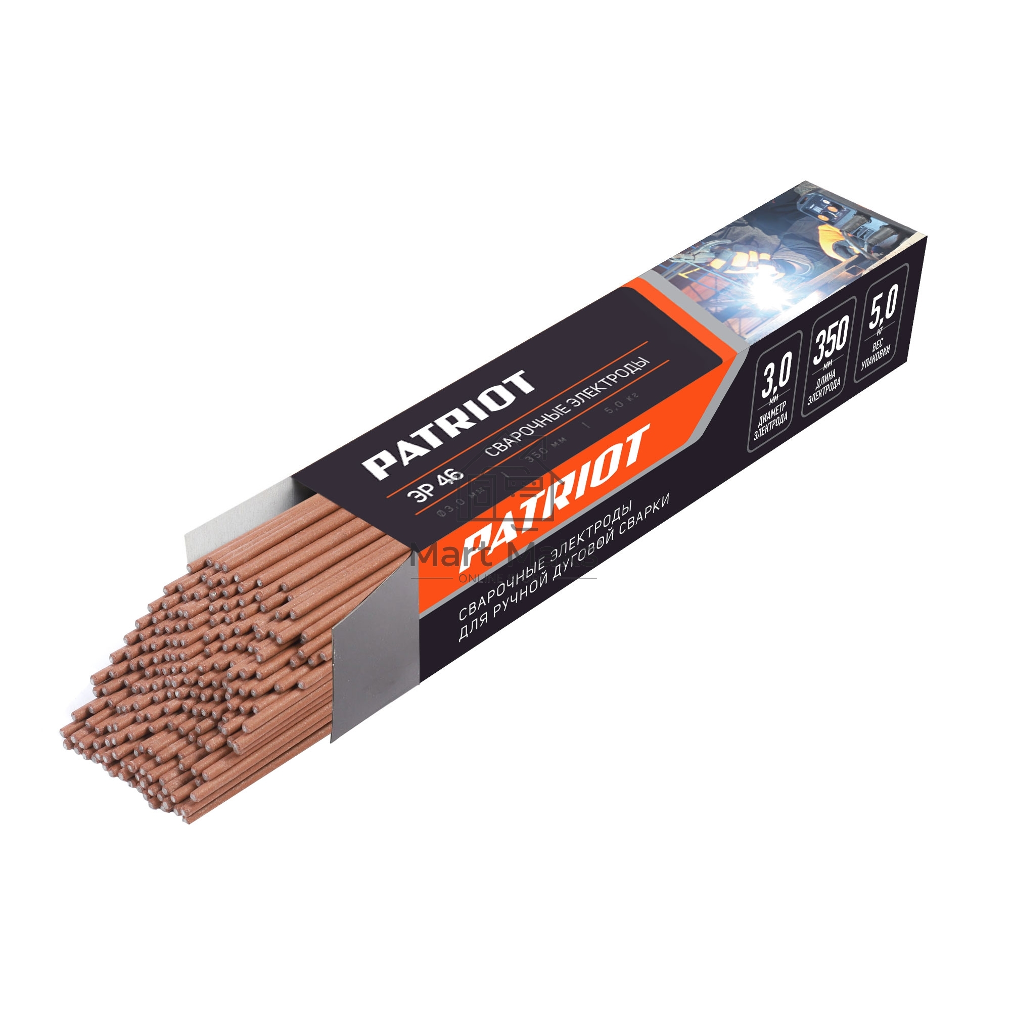 Электроды сварочные PATRIOT, марка ЭР 46, диам. 3,0 мм, длина 350 мм, уп. 5к г