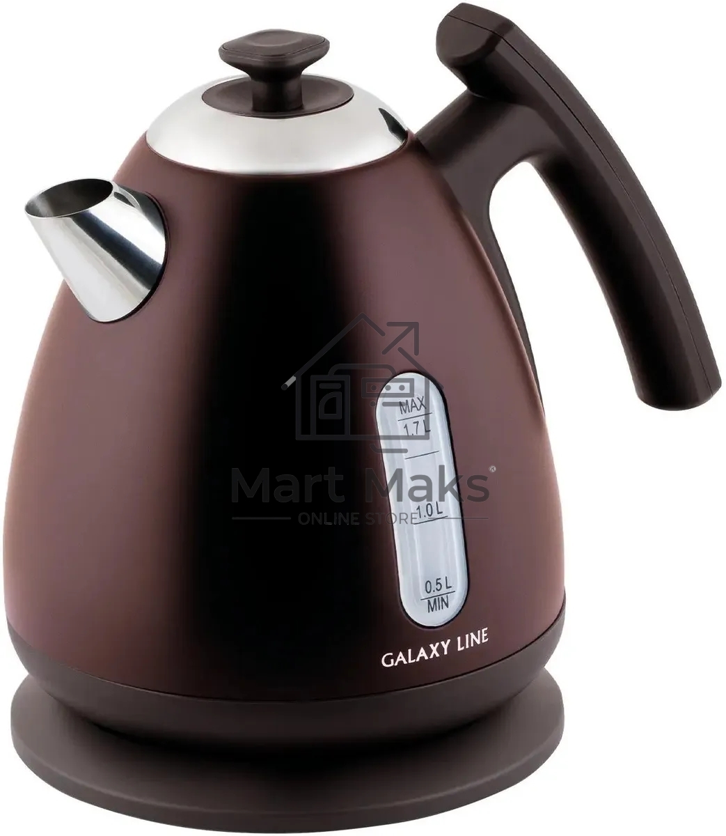 Чайник электрический Galaxy Line GL 0343, горький шоколад, металл, 2200 Вт, 1.7 л