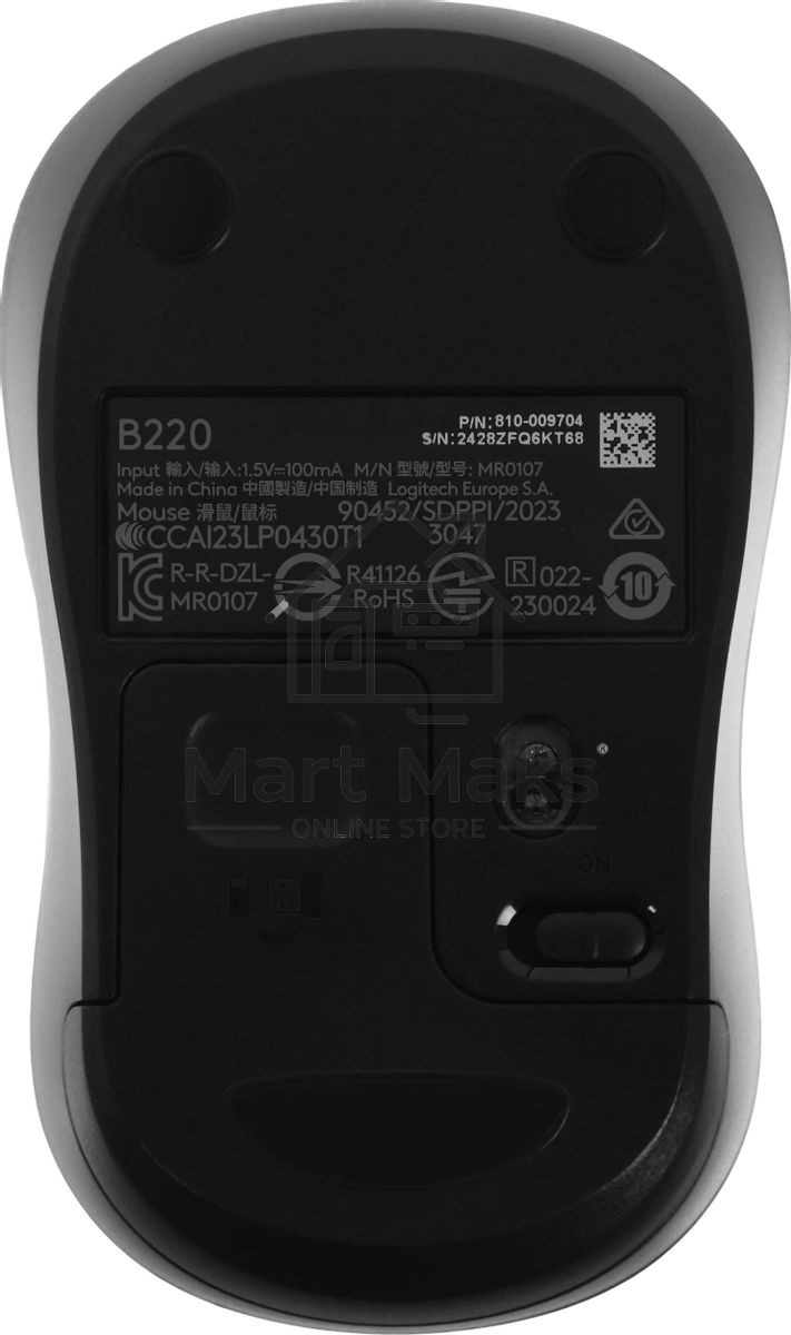 Мышь беспроводная Logitech B220 Silent черный, 1000 dpi, радиоканал, USB, кнопки - 3