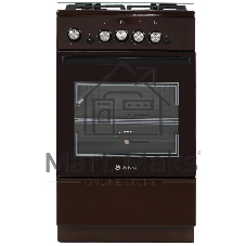 Плита газовая De Luxe 5040.32Г (КР) ЧР 014 коричневый, конфорок 4 шт, духовка 46 л, 50 см x 85 см x 50 см