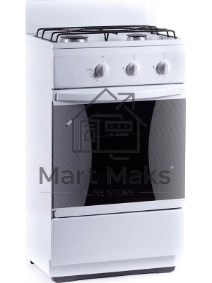 Плита газовая Flama CG 3202 W/B белый, конфорок 2 шт, духовка 30 л, 50 см x 85 см x 38 см