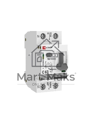 Устройство защиты от дугового пробоя EKF PROxima (УЗДП) 1P+N C 63А 6кА с авт. выкл. afdd-2-63C-pro