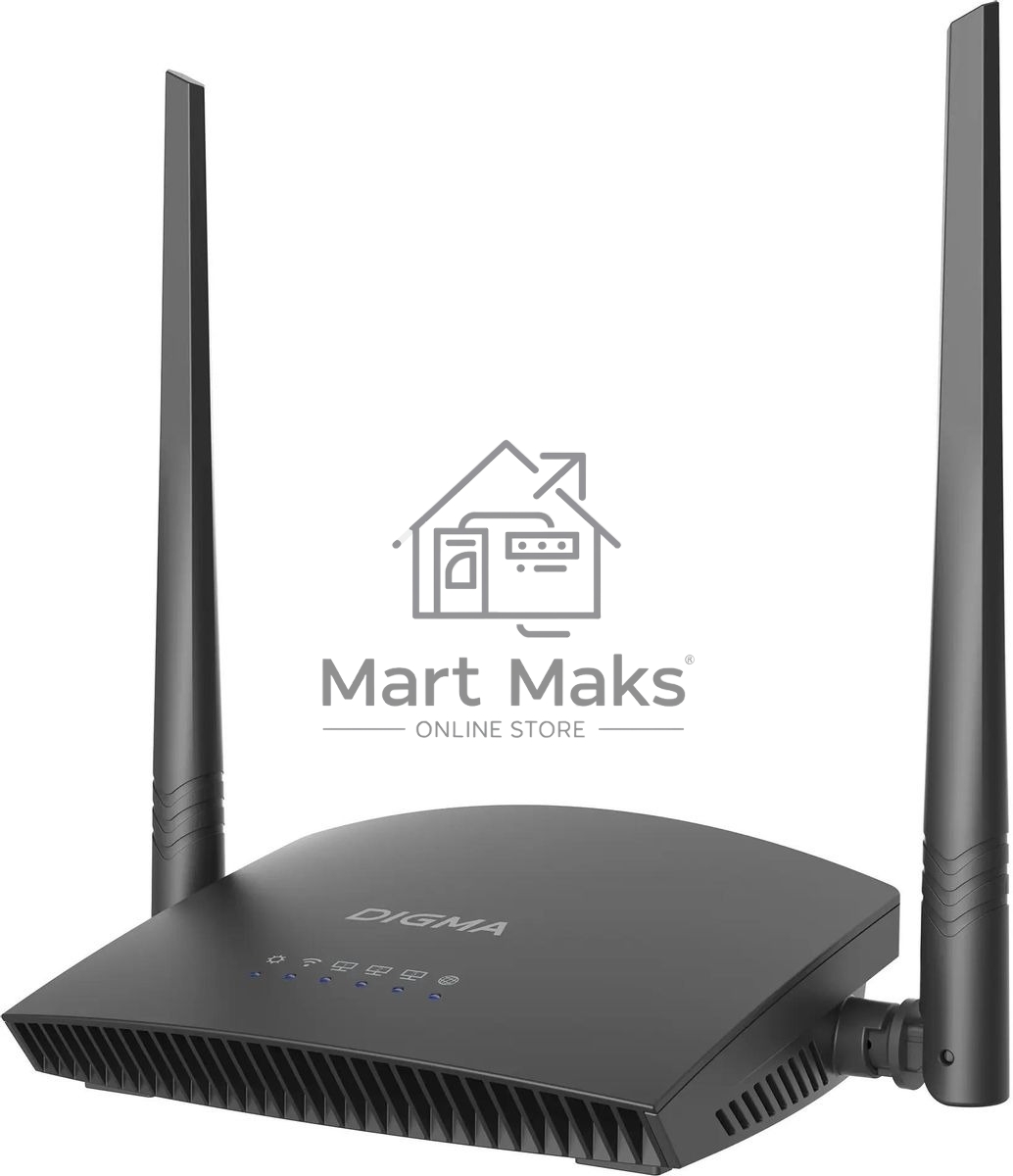 Роутер беспроводной Digma DWR-N301 N300 10/100BASE-TX черный (упак.:1шт)