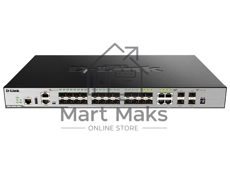 Коммутатор D-Link DGS-3630-28SC/A2ASI, 4×1 Гбит/с + 20×1 Гбит/с SFP + 4×10 Гбит/с SFP+, управляемый