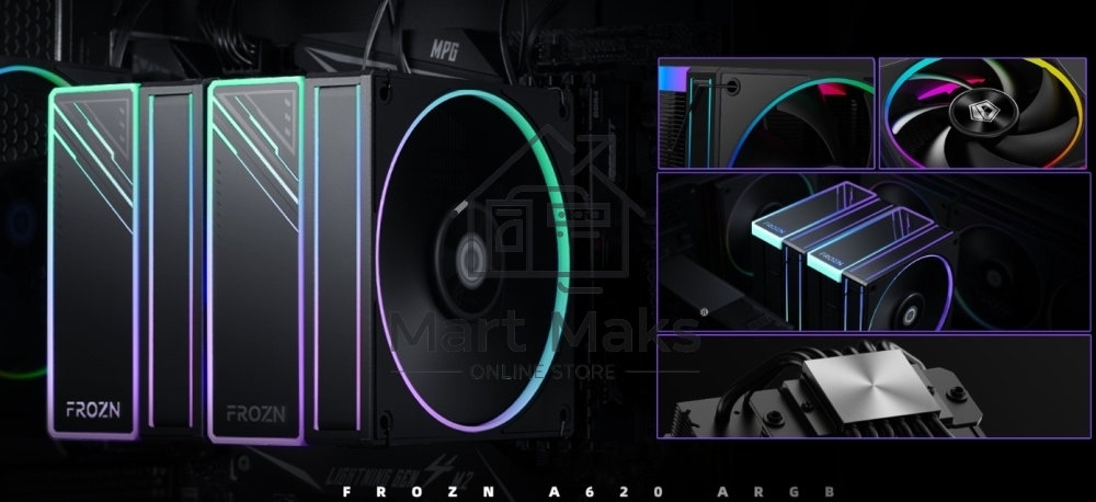 Устройство охлаждения(кулер) ID-Cooling Frozn A620 ARGB черный 120мм алюминий+медь 2000rpm 30db 4-pin 270W 154мм