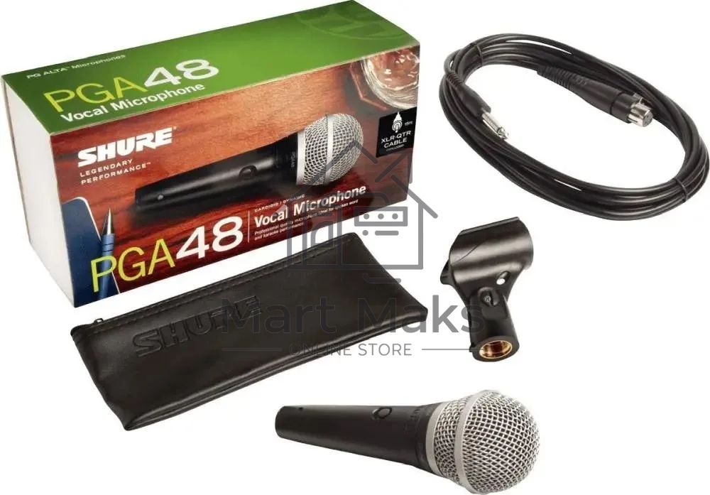 Кардиоидный вокальный микрофон SHURE PGA48-QTR-E c выключателем, с кабелем XLR -1/4'