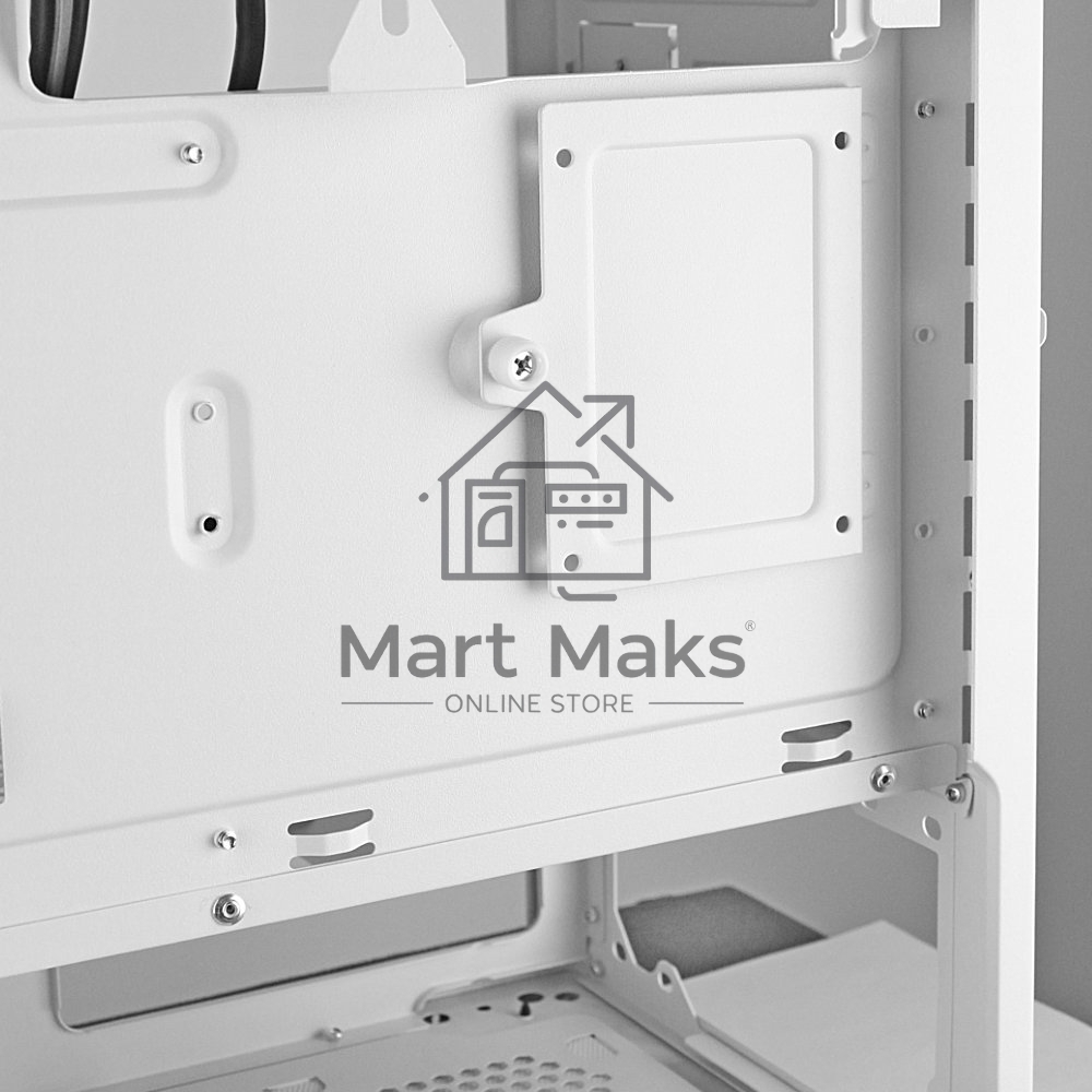 Компьютерный корпус Ginzzu GL 185 белый боковая дверца закаленное стекло на петлях на магнитах