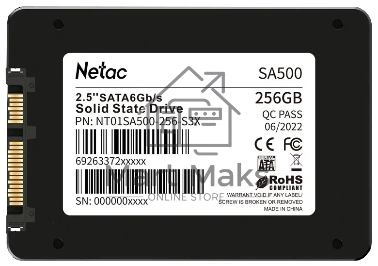 Накопитель SSD Netac SA500, 256GB, SATA III, 2.5