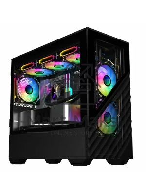 Компьютерный корпус 1STPLAYER DK D7 черный mATX 3x120мм LED fans D7-BK-3F1