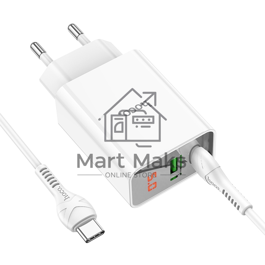 Сетевое зарядное устройство HOCO (6931474769824) C100Aaa 1USB+1Type-C 3.0A QC3.0 PD 20W, White