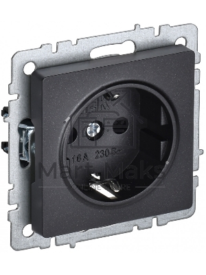 Розетка 1-местная IEK BRITE РС14-1-0-БрЧ (BR-R14-16-K02) с заземлением, с защитными шторками, 16А, черный