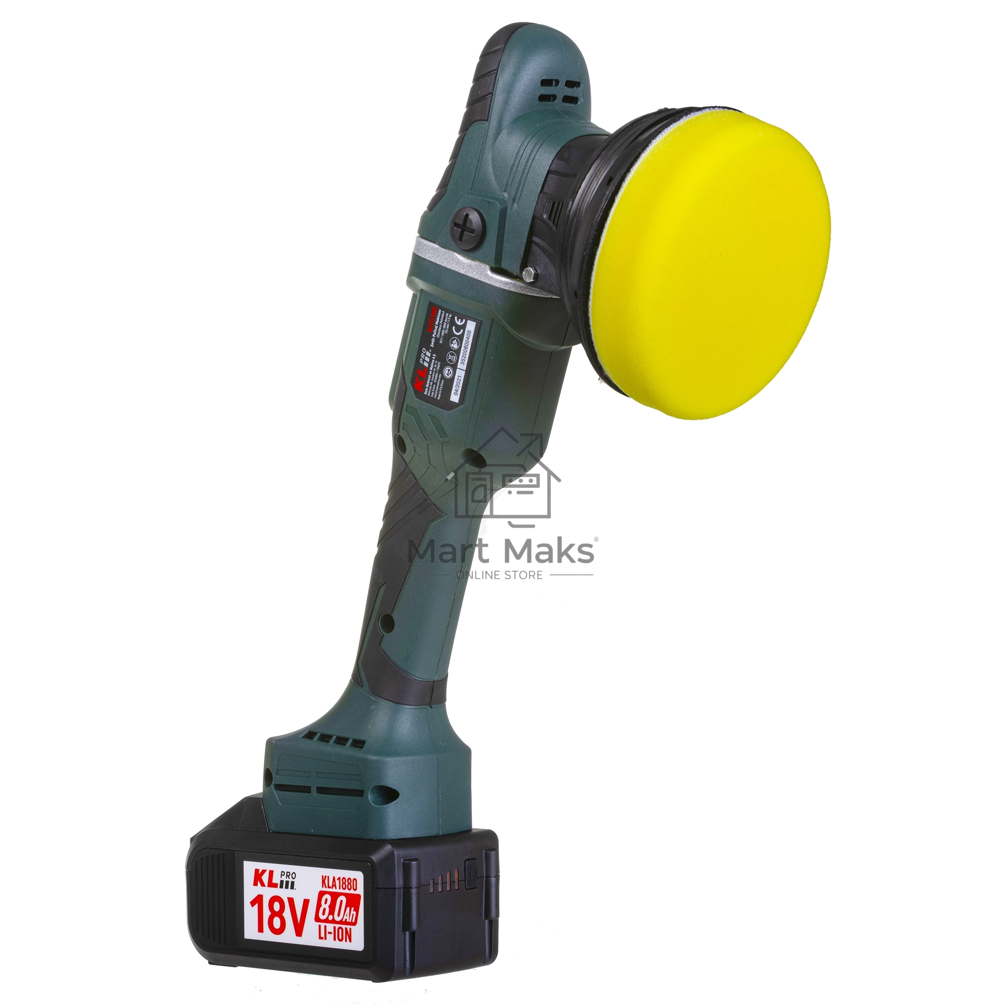 Профессиональная бесщеточная полировальная машина аккумуляторная KLPRO KLPS18B-80 (18В, Li-ion-2шт, 8.0А·ч, 125мм, М14, 2000-4800 об/мин З/У,сумка)