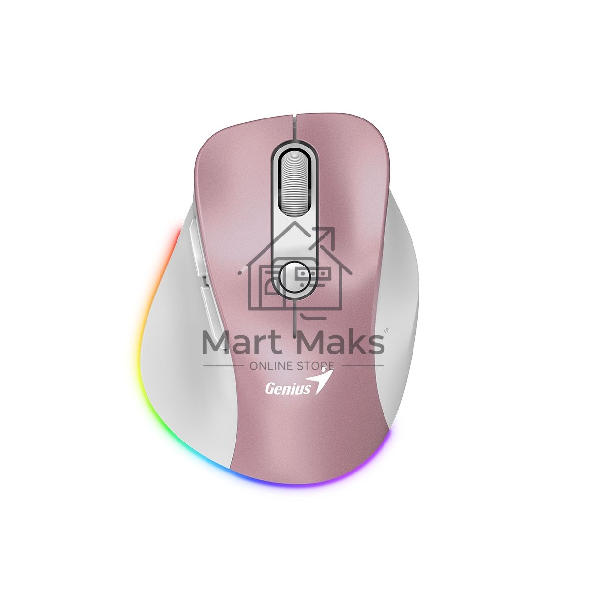 Мышь беспроводная Genius Ergo 9000S Pro розовый, 2400 dpi, радиоканал, Bluetooth, USB, кнопки - 6