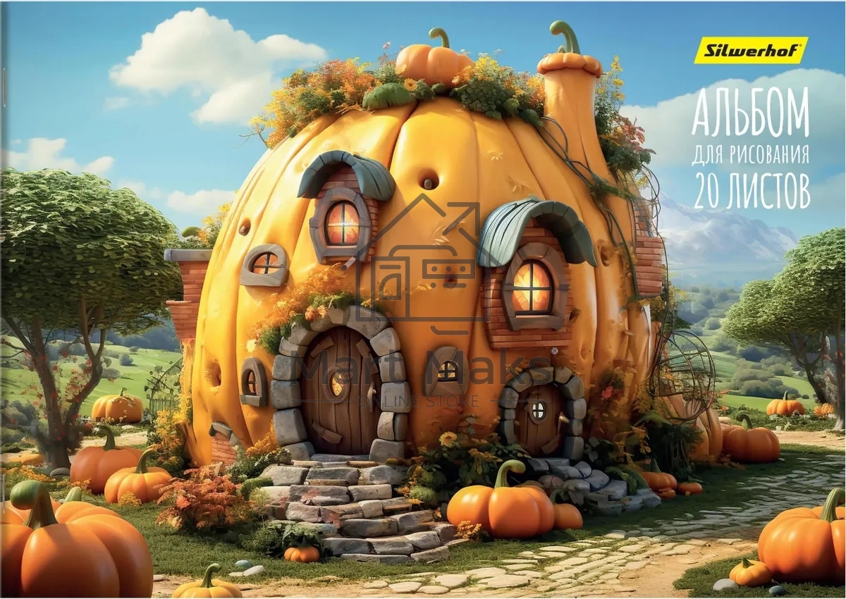 Альбом для рисования Silwerhof 20л. A4 Сказочный мир 4 дизайна, картон скрепка
