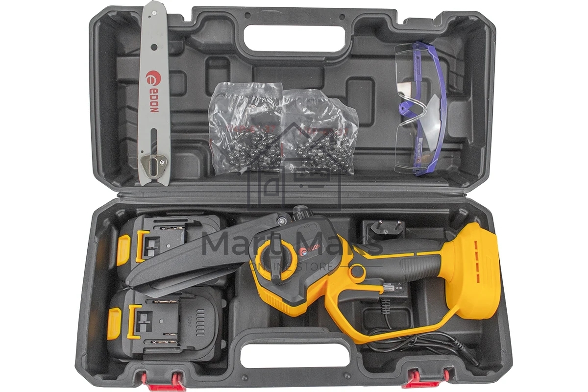 Мини-пила цепная аккумуляторная EDON ANS-21/8BL желтый/черный 25166