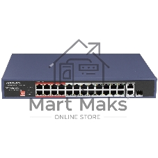 Коммутатор Hikvision DS-3E0326P-E/M(C), 24×100 Мбит/с PoE + 1×100 Мбит/с + 1×1 Гбит/с SFP, неуправляемый