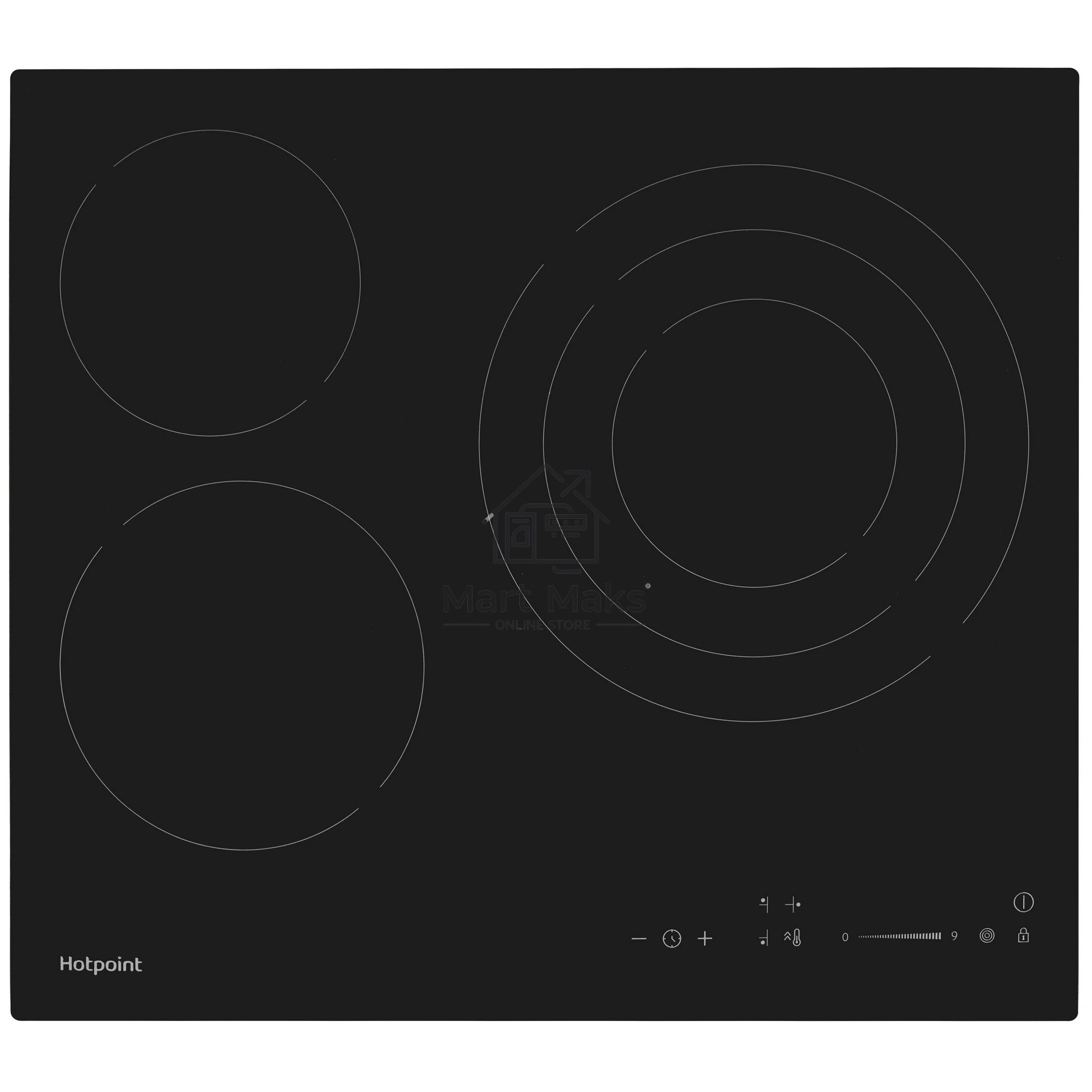 Электрическая варочная поверхность Hotpoint HR 6O3 CS, 3 конфорки, с зоной расширения, стеклокерамика, 5700 Вт