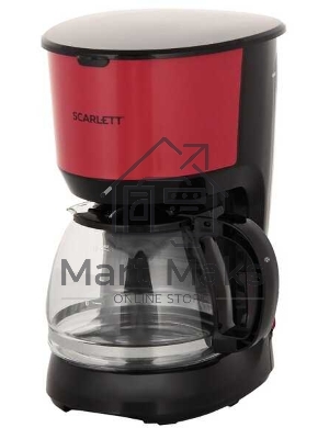 Кофеварка капельная Scarlett SC-CM33013 красный/черный, исп. кофе - молотый, 1.25 л, 750 Вт.