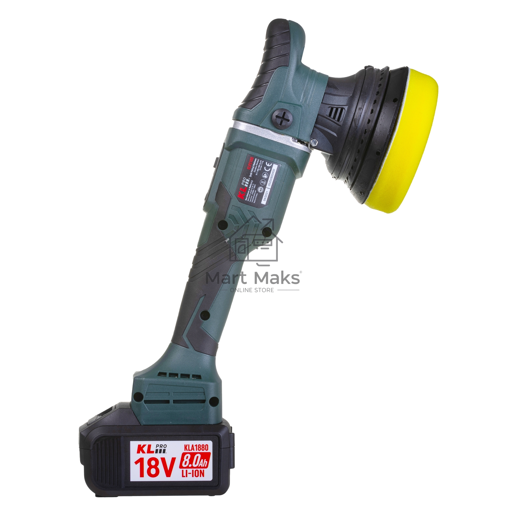 Профессиональная бесщеточная полировальная машина аккумуляторная KLPRO KLPS18B-80 (18В, Li-ion-2шт, 8.0А·ч, 125мм, М14, 2000-4800 об/мин З/У,сумка)