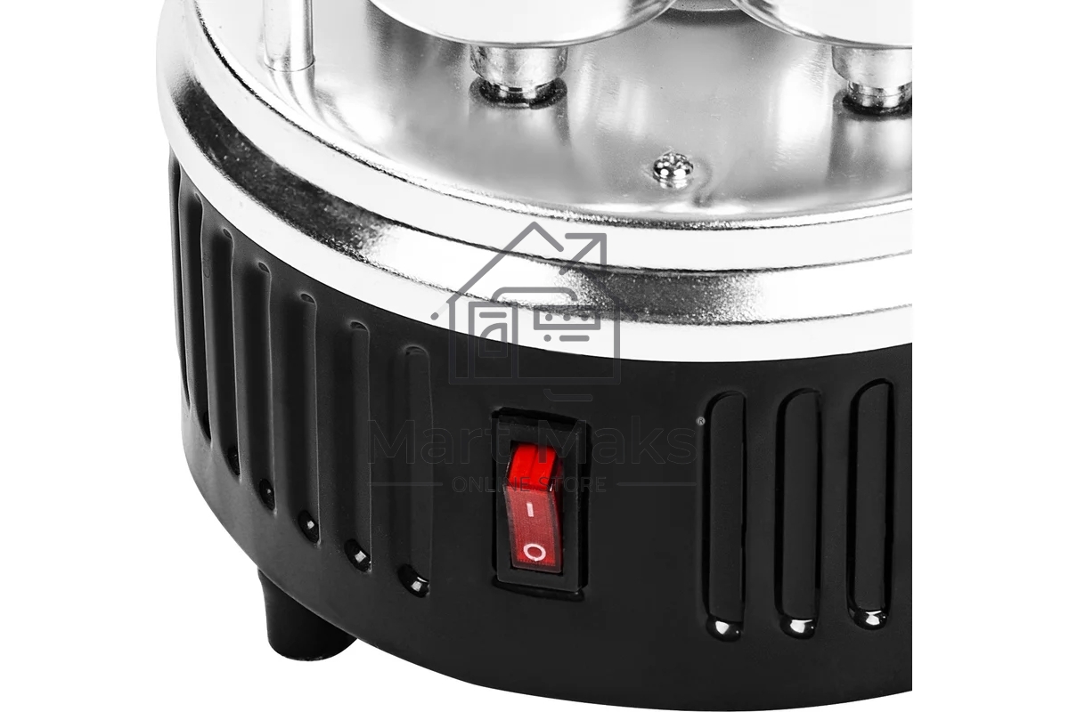 Шашлычница электрическая Galaxy Line GL 2610, серый, 1000 Вт, 5 шампуров из высококачественной нержавеющей стали, автоматическое вращение шампуров на 360°, долговечный керамический нагревательный элемент, защитный кожух из пищевого алюминия