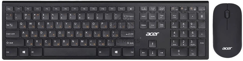 Комплект клавиатура+мышь Acer OKR030 беспроводной, USB, 1200 DPI, чёрный