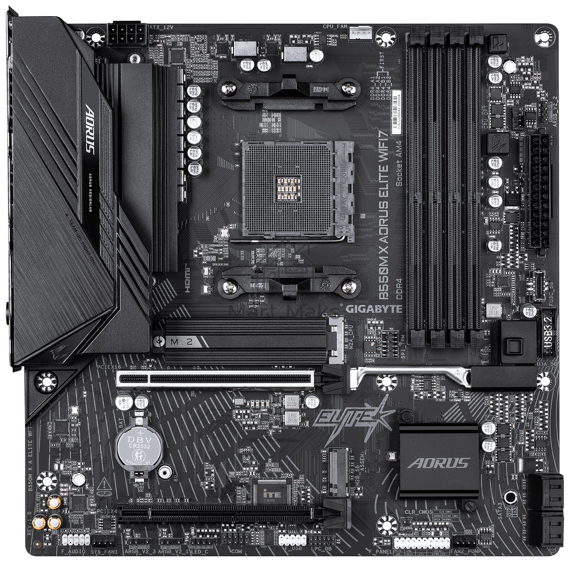 Материнская плата Gigabyte B550M X AORUS ELITE WIFI7, AM4, AMD B550, 4xDDR4, 4xSATA, 2xM.2, 1xPCIe 4.0 x16, 1xPCIe 3.0 x4, 1xHDMI, 1xDisplayPort, 1x 2.5Gb LAN, 4xUSB 3.2 Gen 1, 1xUSB Type-C, 2xUSB 2.0, 3x3.5 мм, 7.1, microATX