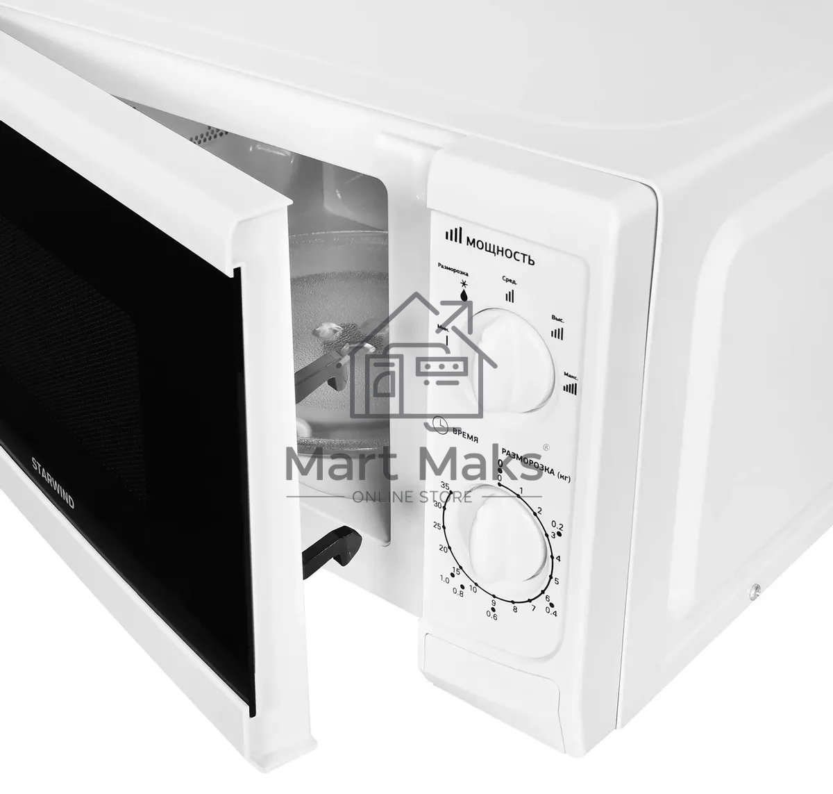 Микроволновая печь Starwind SWM5620 белый, 20 л, 700 Вт, переключатели - поворотный механизм