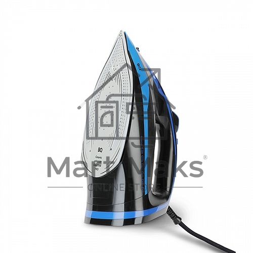 Утюг BQ SI1005 Black-Blue. Мощность 3000 Вт, Резервуар для воды 350 мл, Постоянная подача пара 60 г/мин, Паровой удар 200 г, Керамическое покрытие EasyGlidePRO, Защита от перегрева, Вертикальное отпраивание, LED индикатор, Мерный стакан для воды в комплек
