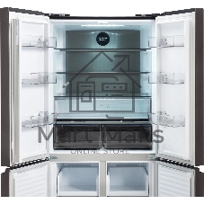 Холодильник Hyundai CM45043F черная сталь трехкамерный 270/135л морозилка снизу No Frost, Side by Side