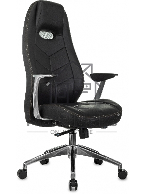 Кресло руководителя Бюрократ _Zen/Black черный, кожа, крестовина полированный алюминий