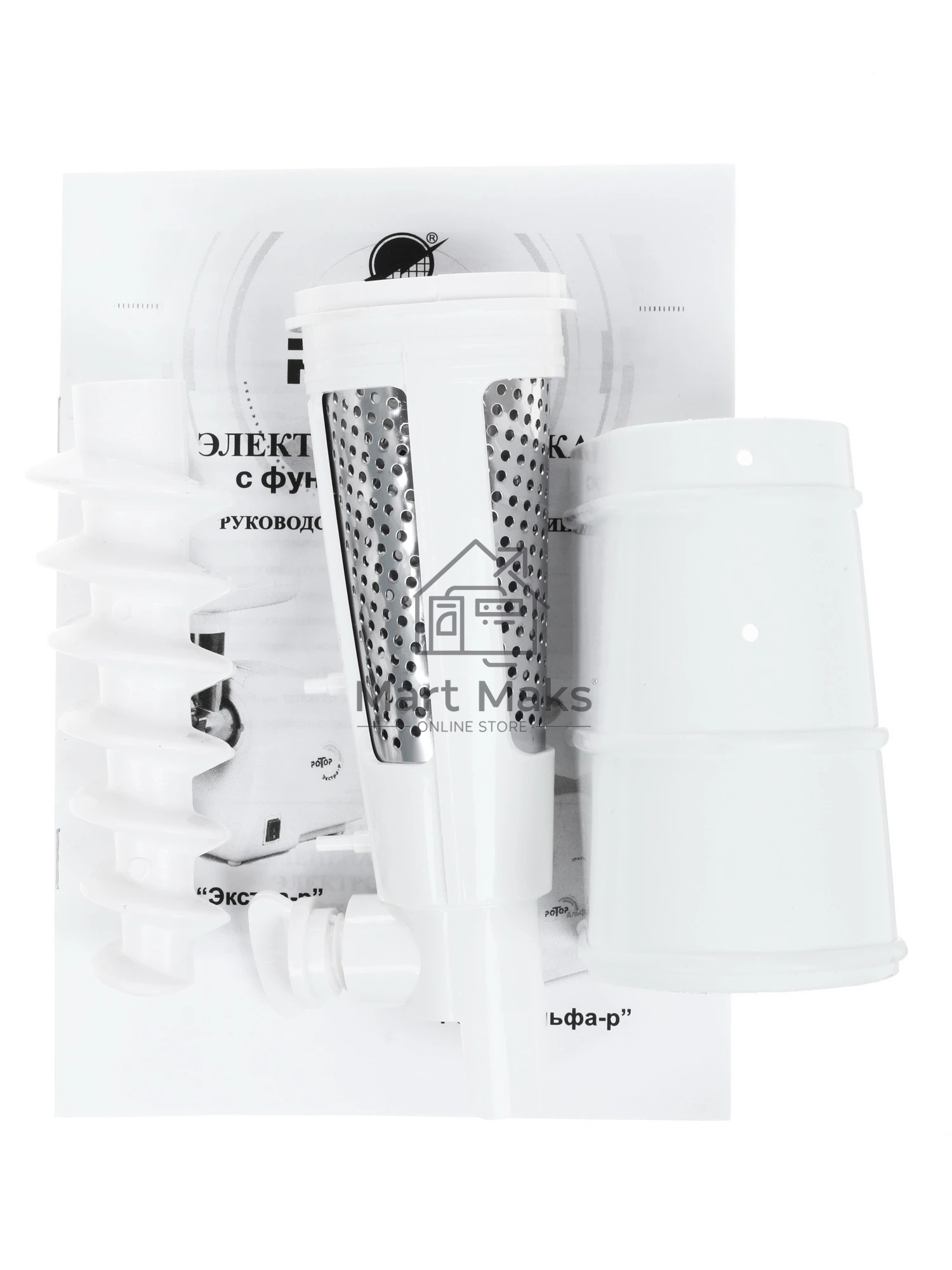 Мясорубка электрическая Ротор Альфа ЭМШ 35/250-2 белый, 1500 Вт, 0.6 кг/мин, защита от перегрузки, насадки - 4