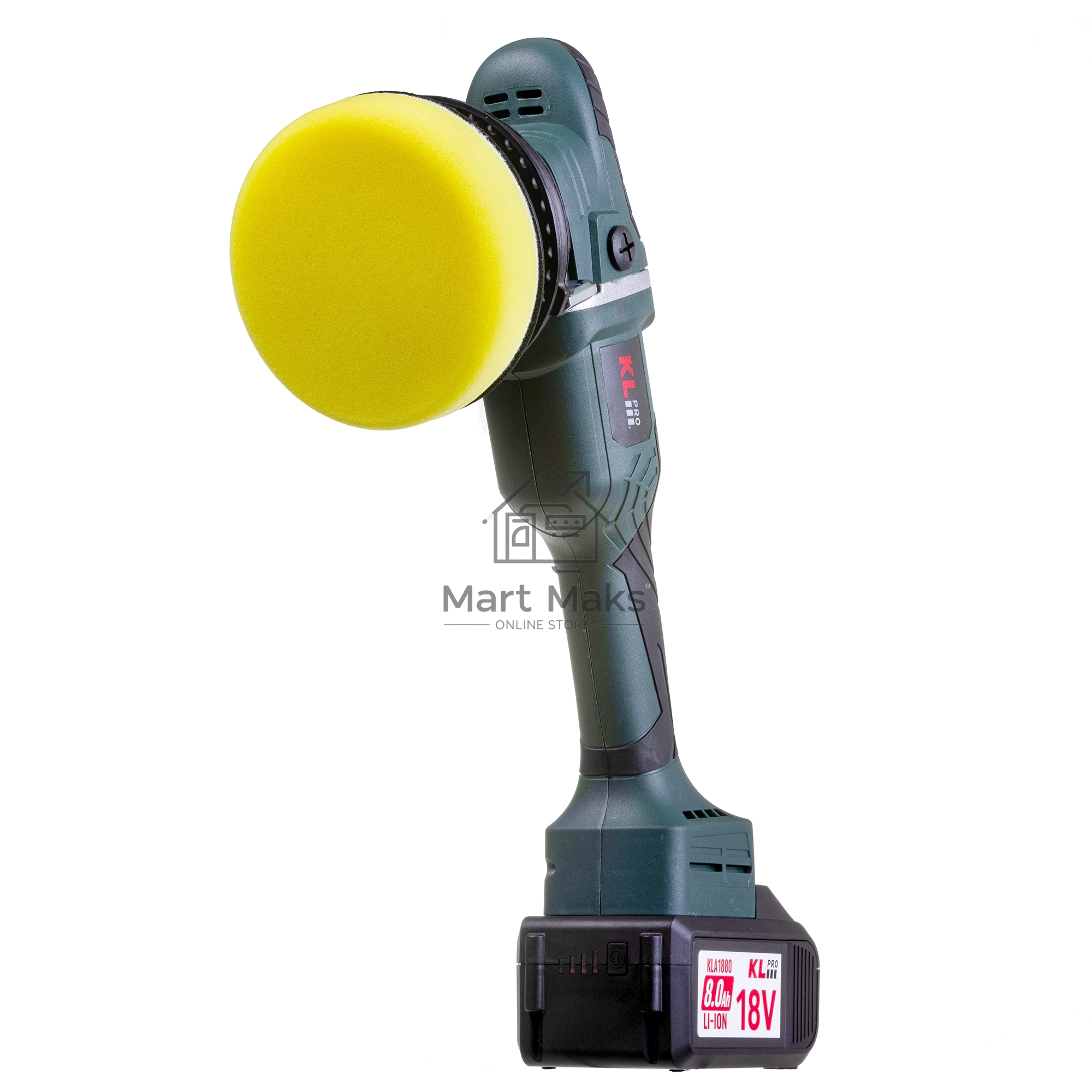 Профессиональная бесщеточная полировальная машина аккумуляторная KLPRO KLPS18B-80 (18В, Li-ion-2шт, 8.0А·ч, 125мм, М14, 2000-4800 об/мин З/У,сумка)