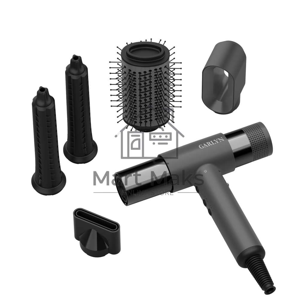 Фен GARLYN Air Multi Pro серый/черный, 1800 Вт, ионизация