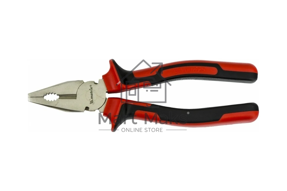 Плоскогубцы Matrix NICKEL 200 мм, никелированные, двухкомпонентные рукоятки