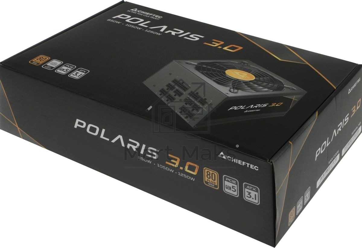 Блок питания Chieftec Polaris 3.0 PPS-850FC-A3, 850Вт, 80 PLUS Gold, 140мм, модульный, черный