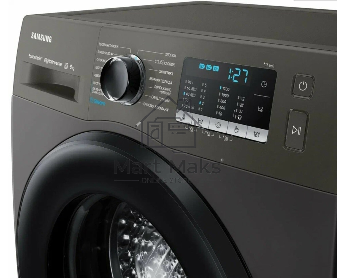 Стиральная машина Samsung WW80AGAS26AXLD серый, загрузка фронтальная 8 кг, 1200 об/мин, класс: A